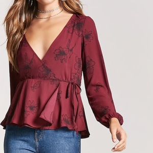 floral chiffon wrap top
