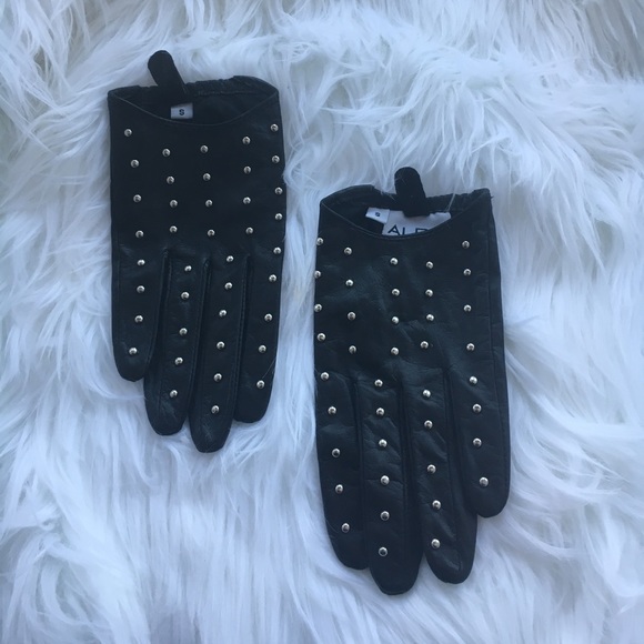 Aldo Accessories - Black leather studded gloves
