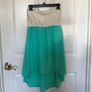 Beautiful High-Low Mint and Cream Lace Dress