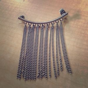 Silver earring with cuff attached