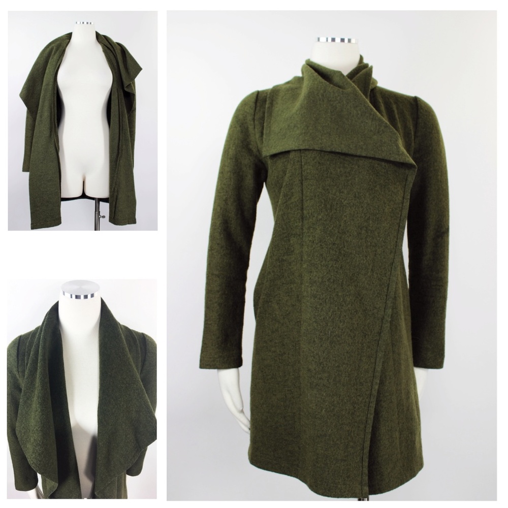 SOLD! Piko 1998 Open Front Cascade Shawl Wool Coat - Picture 3 of 7