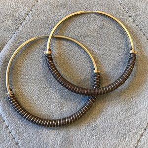 Anthropologie gold and leather hoops