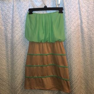 Teal and beige party dress