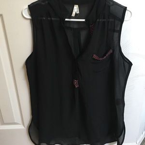 Sheer Black Shirt with Embellishments