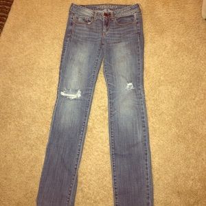 Medium wash skinny stretch jeans
