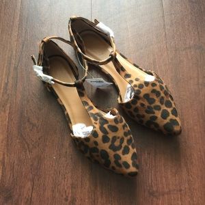 Charlotte Russe Leopard Print T-Strap Flats