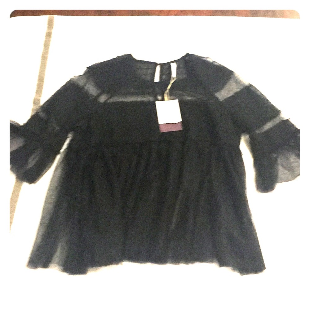 Zara Chiffon Black Top