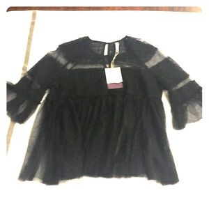 Zara Chiffon Black Top