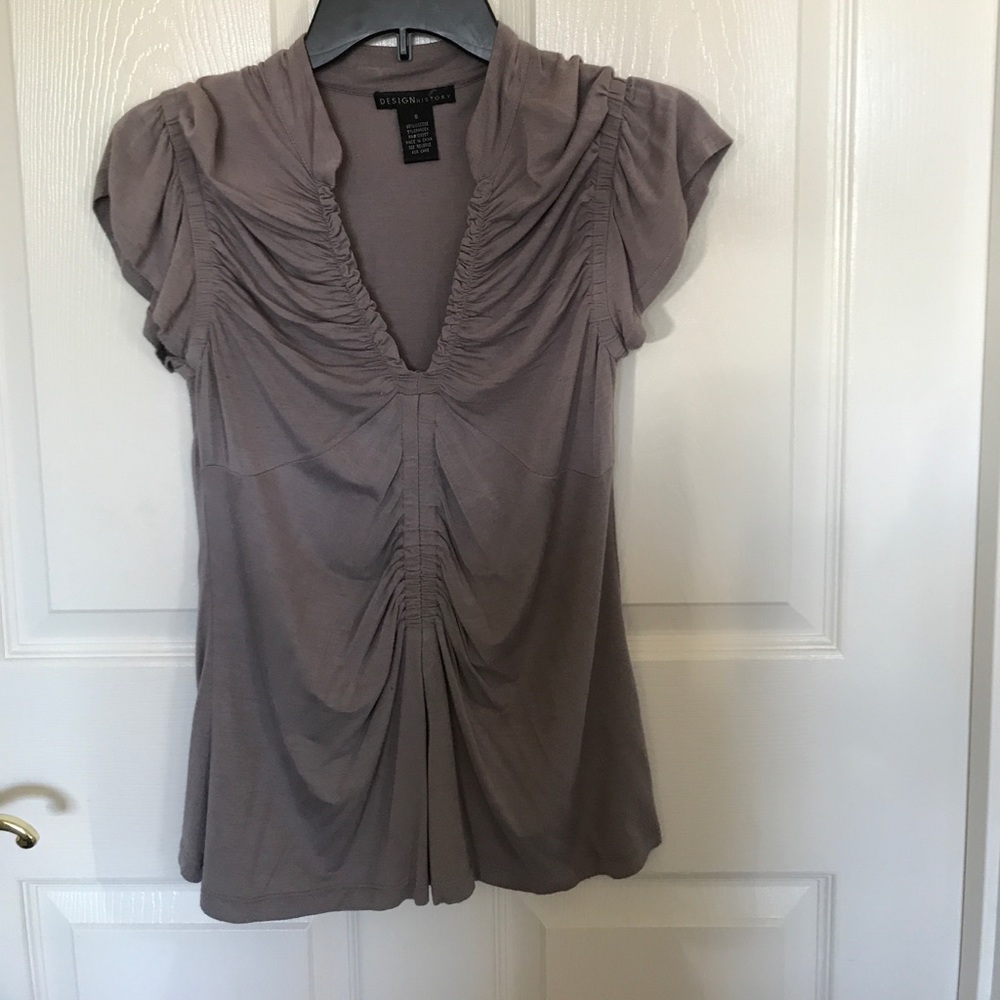 Gray V-Neck and capped Sleeve Shirt
