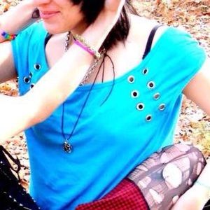 MAJOR ISO unknown brand studded blue top