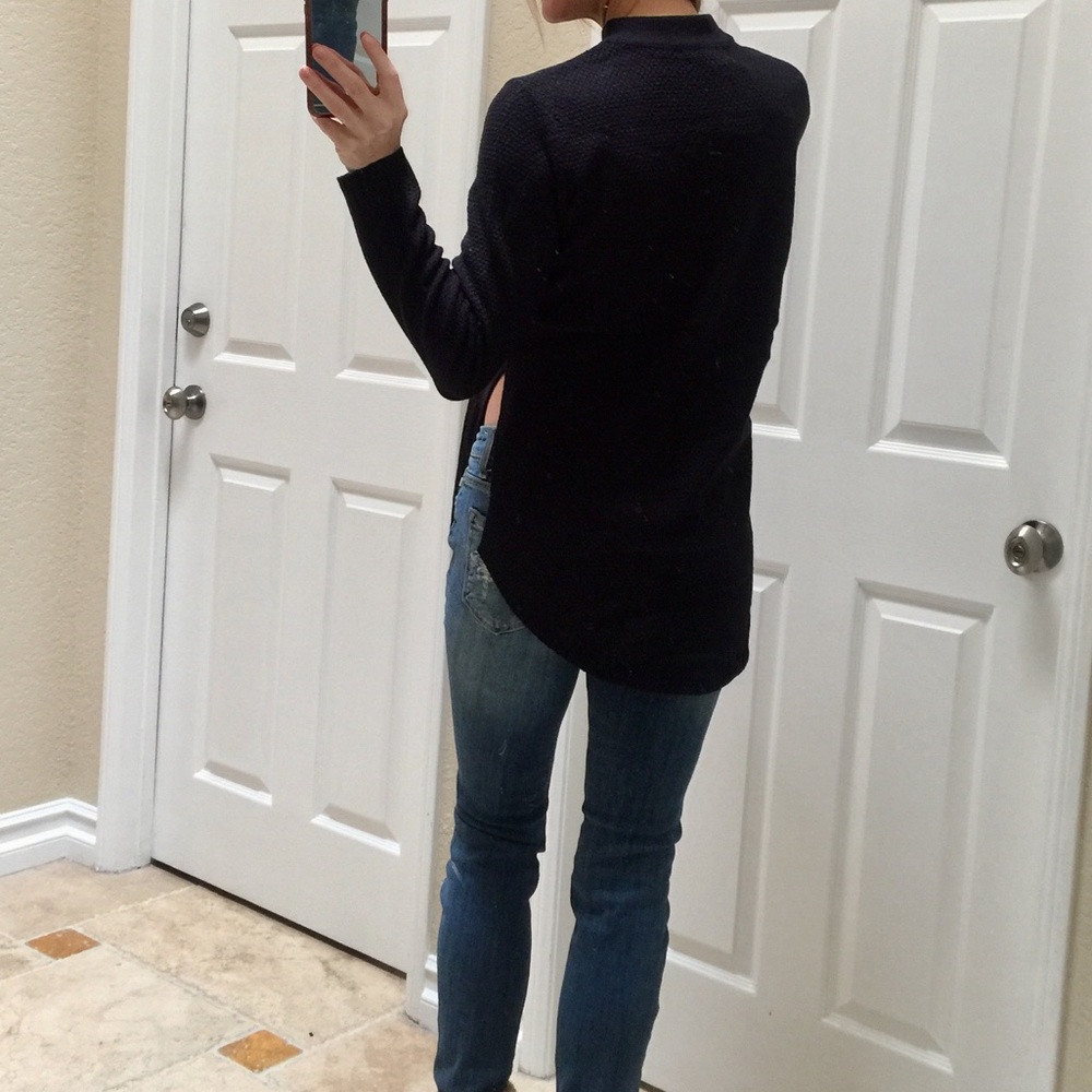 Black Choker Sweater with Side Slits - Picture 6 of 6