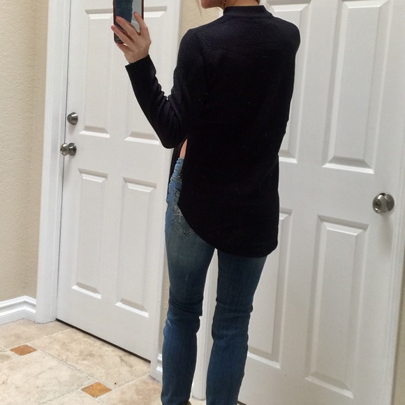 Black Choker Sweater with Side Slits - Picture 6 of 6