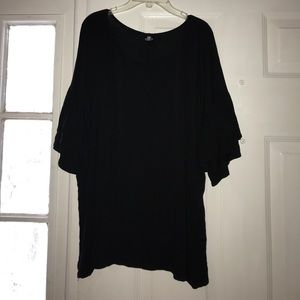 Agnes and Dora Black Ruffle Sleeve Top