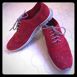 Cole Haan Grand OS red suede oxford sneaker
