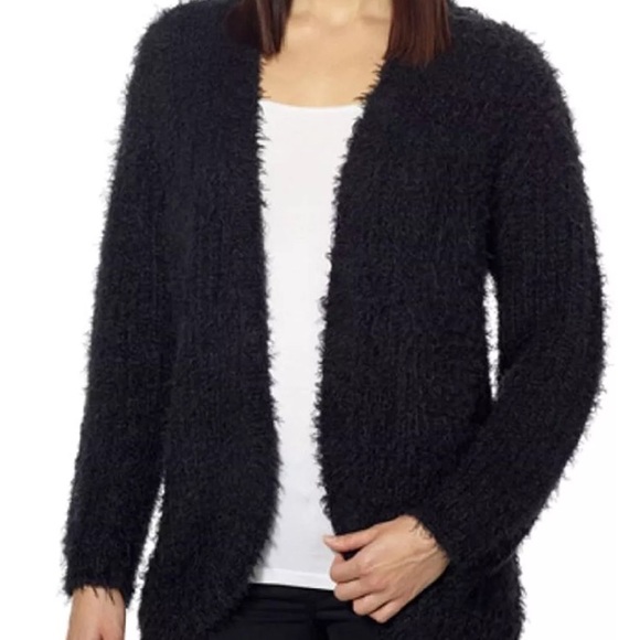womens black eyelash cardigan
