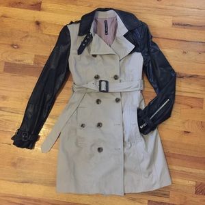 W118 Vegan Leather detail Trench Coat
