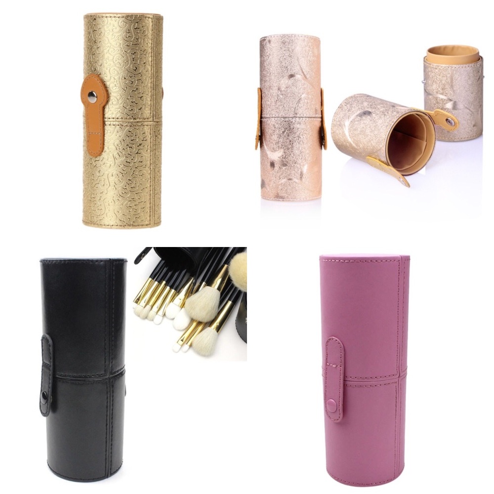 ON SALE Faux Leather Makeup Brush Storage Tube