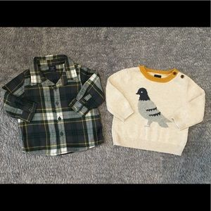 Baby Gap Boy’s Pull On Sweater and Plaid Shirt Set