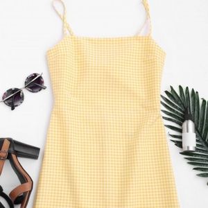 Plaid yellow and white dress