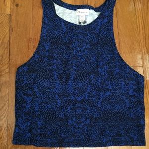 Blue and black crop tank top