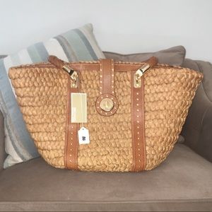 Michael Kors Santorini Woven Corn Husk Tote