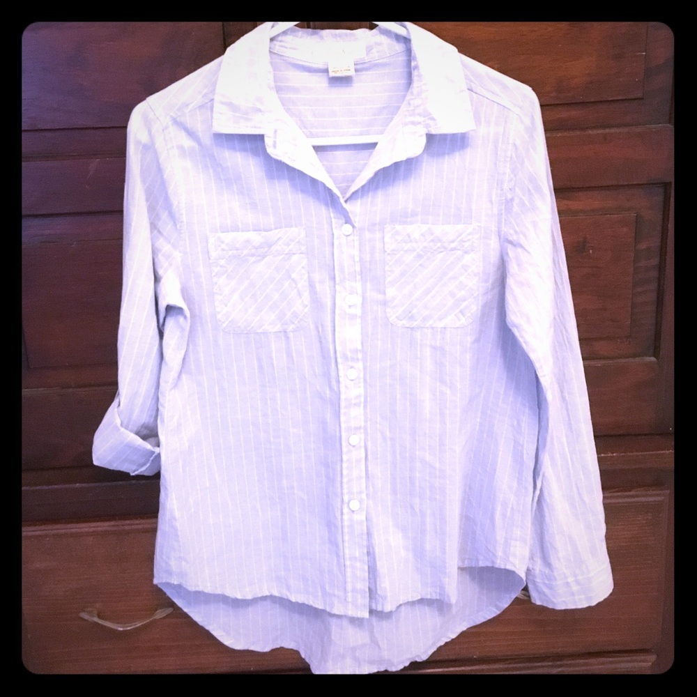 Blue Hi-lo Button-up