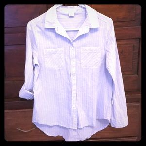 Blue Hi-lo Button-up