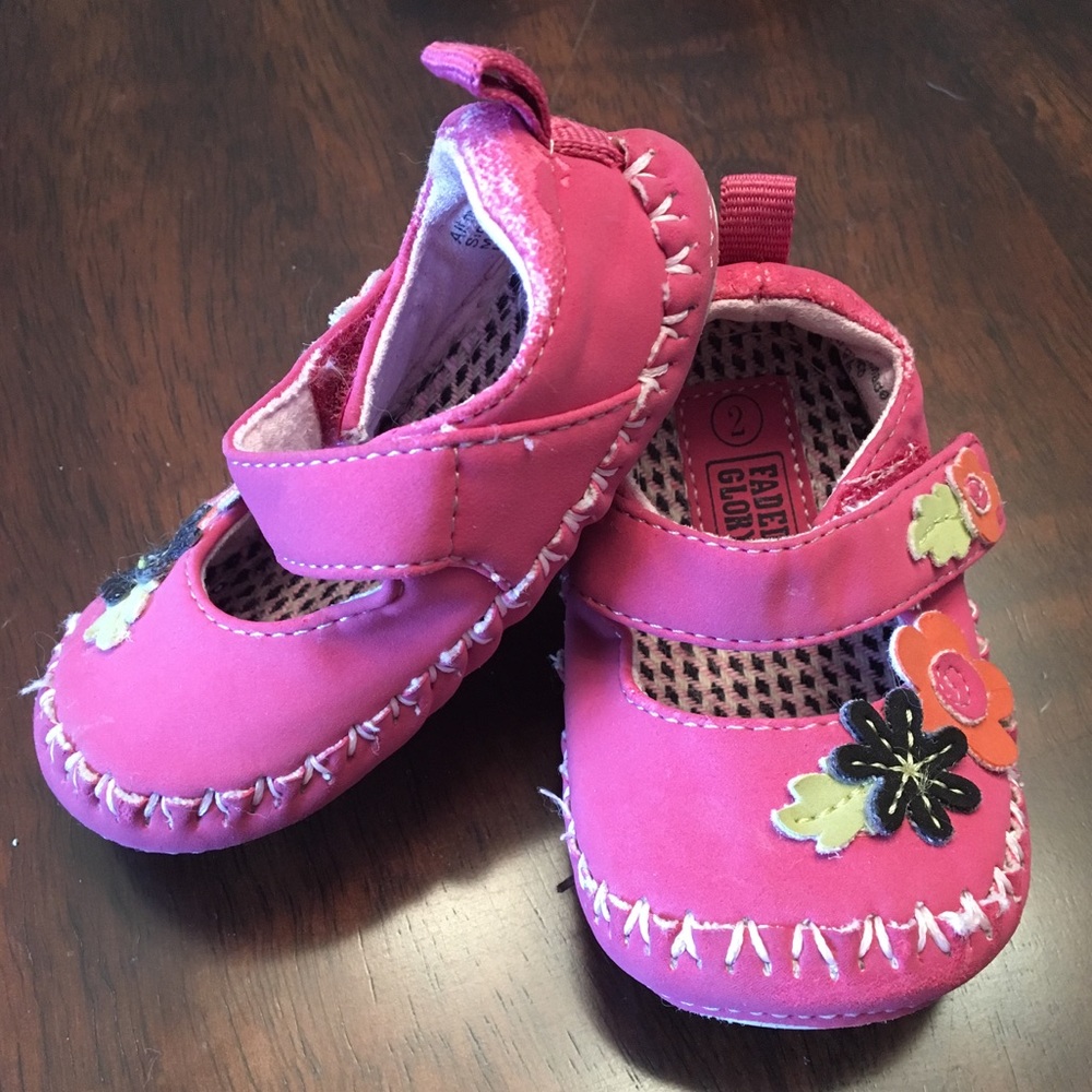 Pink floral baby shoes