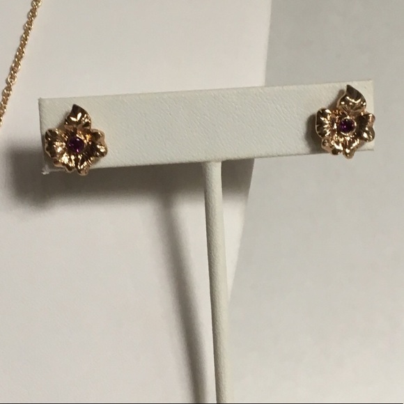 Golden Wildflower Necklace and Earring Set - Picture 3 of 4