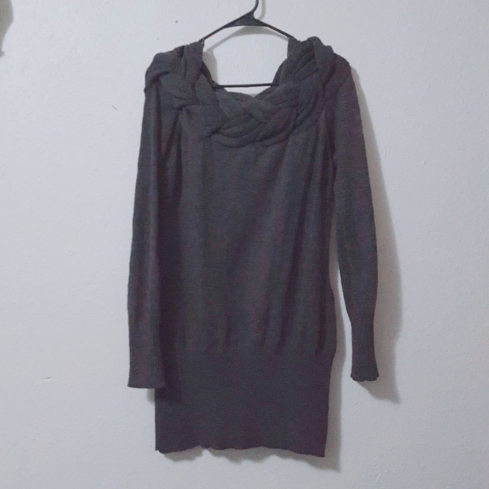 Rue21 Gray Braided Off the Shoulder Sweater - Picture 1 of 7