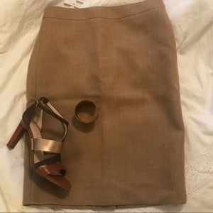 J Crew tan wool pencil skirt