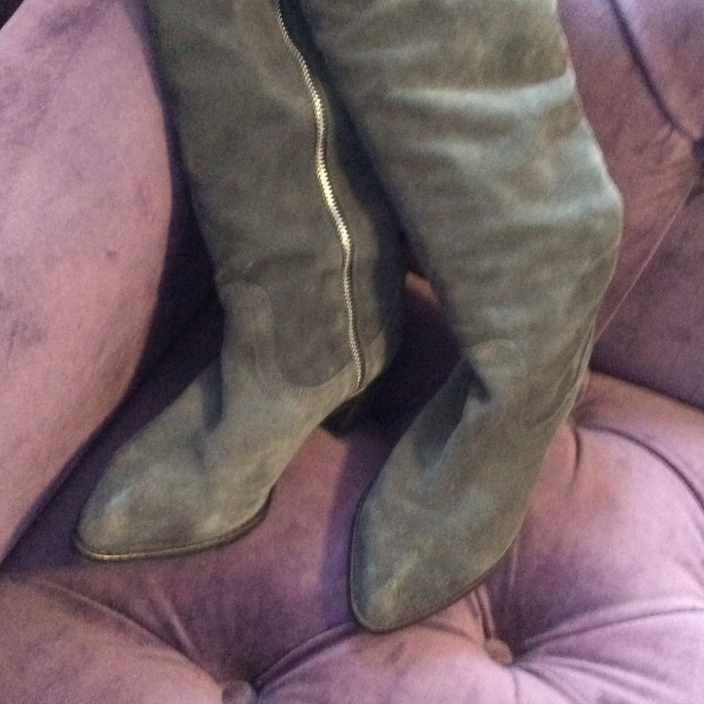 Gray suede over the knee boots by report signature