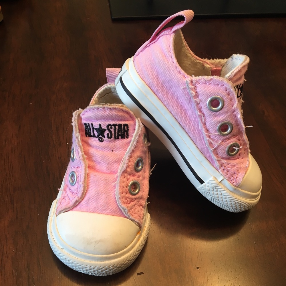 Pink baby converse shoes
