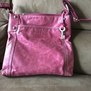 NWOT Leather Fossil Crossbody Bag in Pink Leather