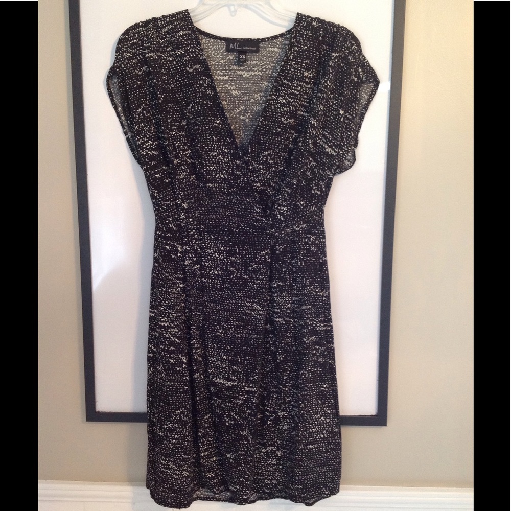 Black & White V Neck Dress