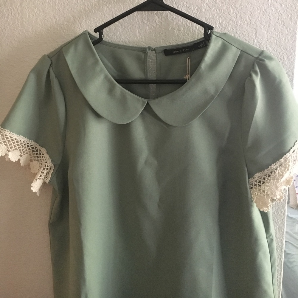 Mint Green, Peter-Pan Collar Blouse