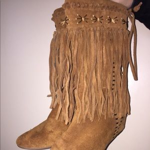 Suede Fringe Boots