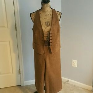 Brown Tan Red Tweed Gaucho Vest Set