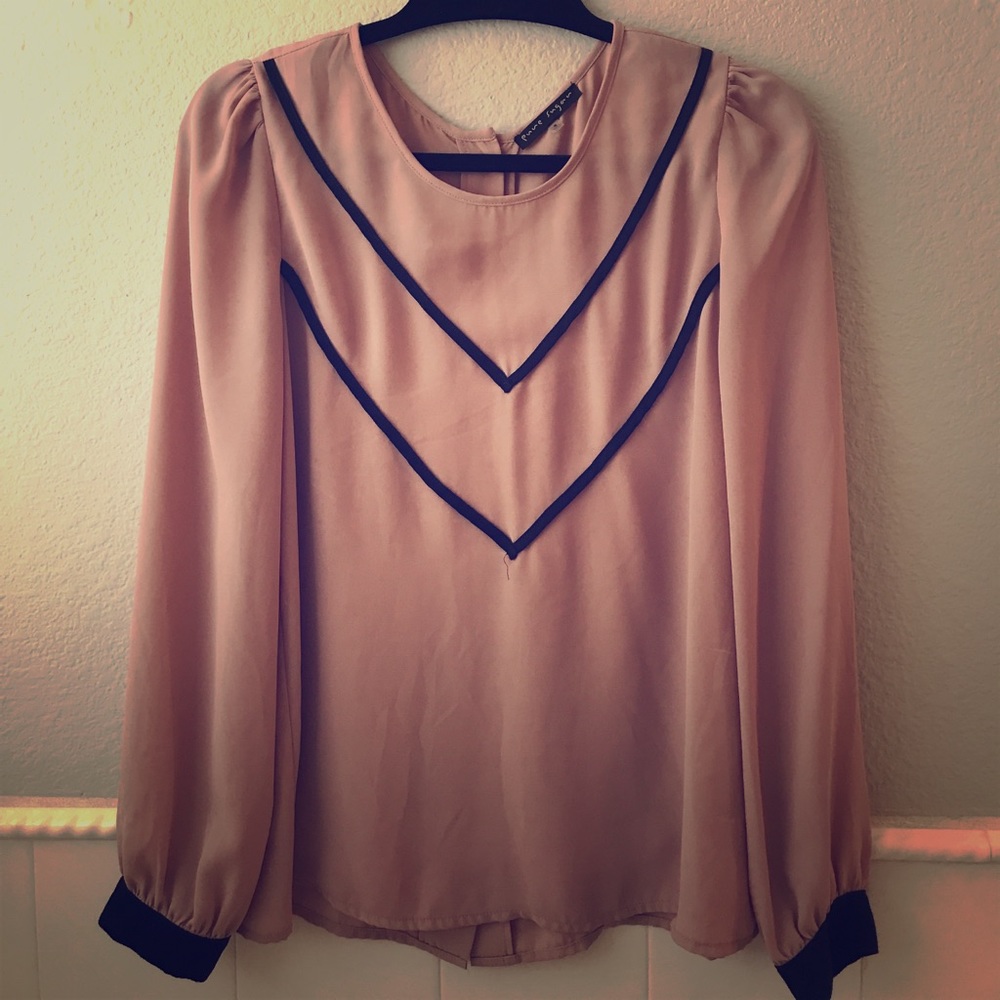 Blush and navy Blouse