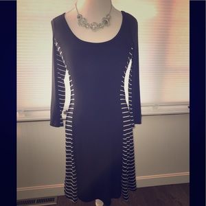 Calvin Klein Long Sleeve Black and White Dress
