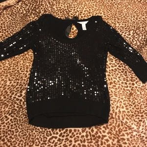 Black Sequin 3/4 Sleeve Sweater