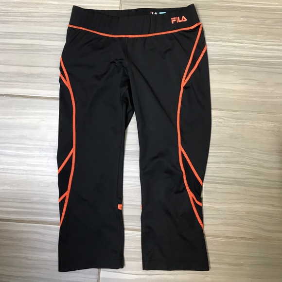 Fila Pants - Fila Running Crop tights in orange and black