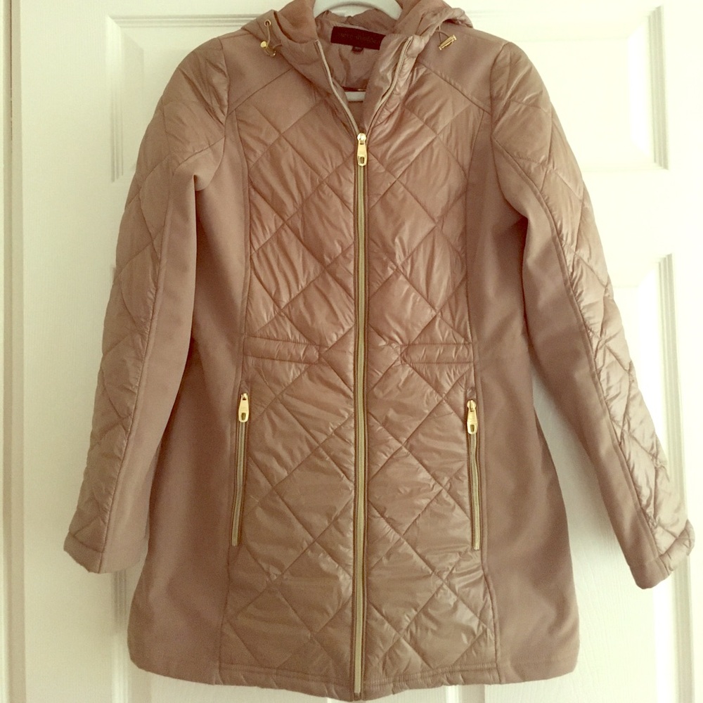 Steve Madden Size M Beige Long Puffer Coat