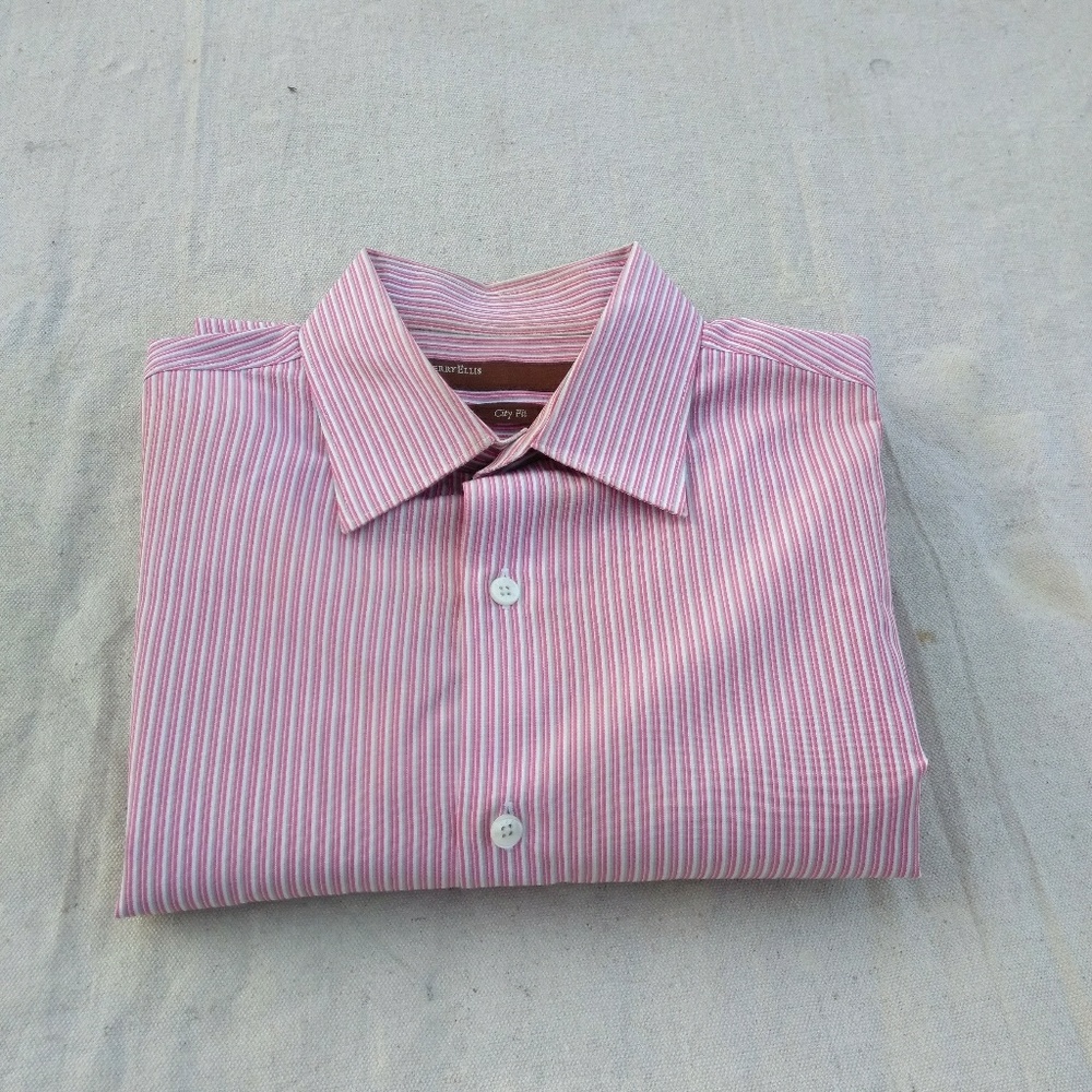 Perry Ellis Solid Slim CVC Solid Dress Shirt