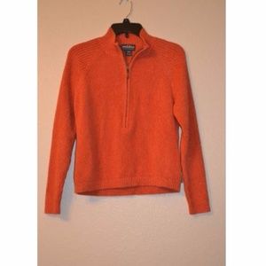 Woolrich Women's Sz L Half Zip Dark Orange Sweater