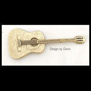 Exaggerated-Antique Gold-Guitar Pin-MusicJewelry