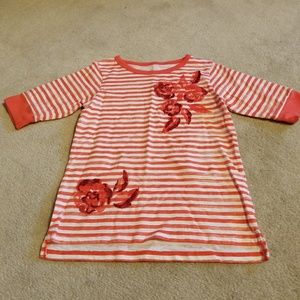 Girls Striped Shirt with Flowers