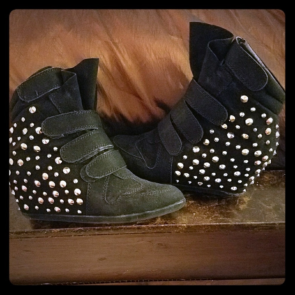 Gold Studded Wedge Sneakers