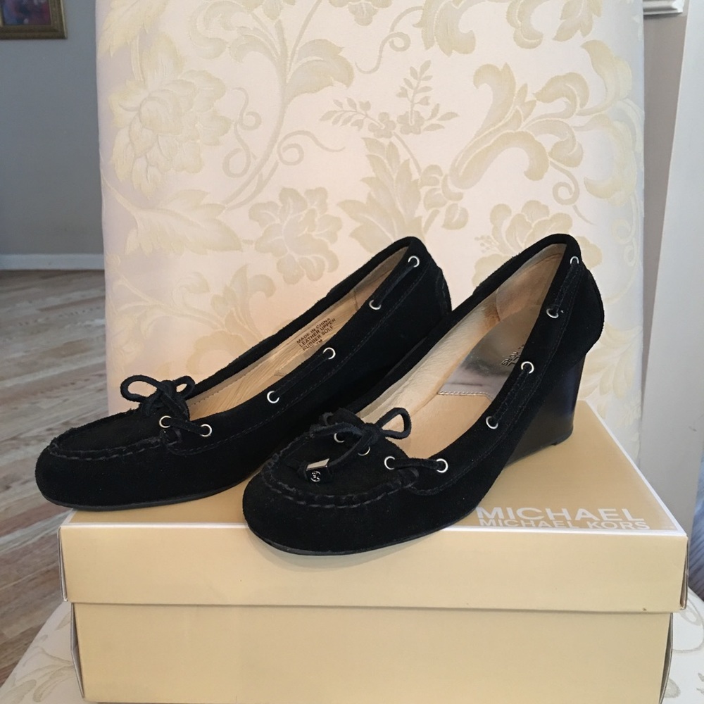 Michael Kors Amber Moc Wedge Black Women’s Shoes