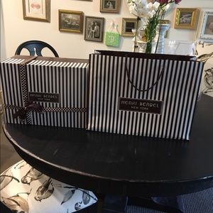 Henri Bendel shopping bag and empty box w/paper